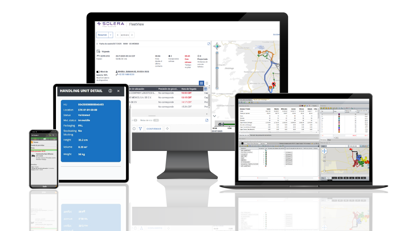 Muestra de pantallas de Software para transporte LISTECH
