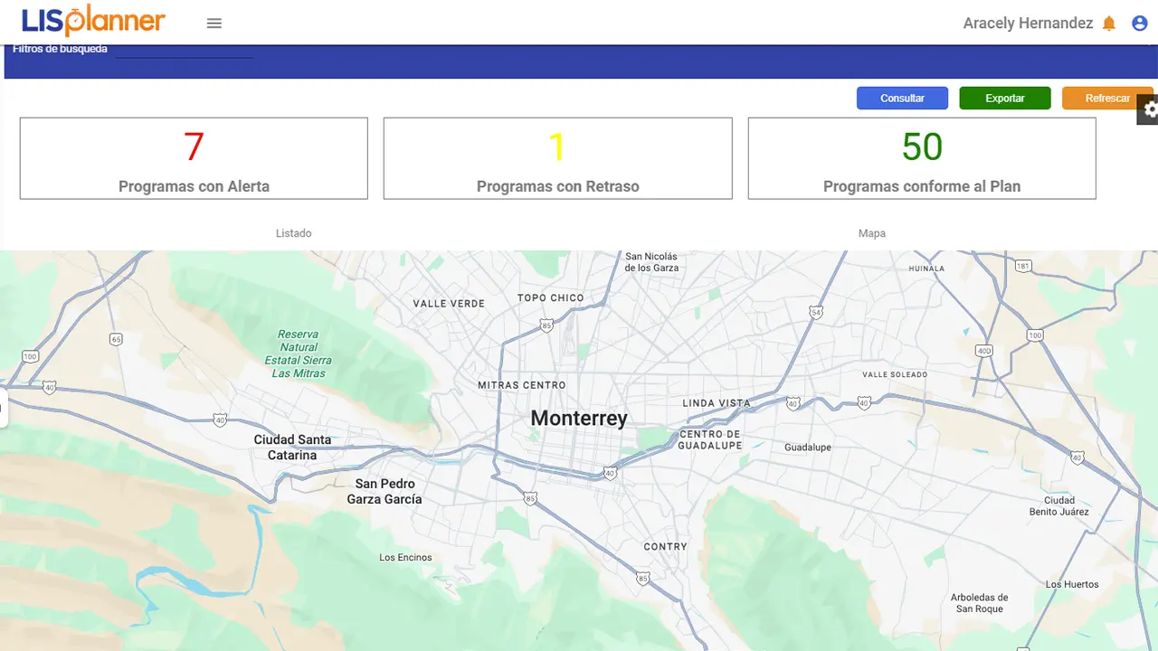 LISPlanner Pantalla Monitorea