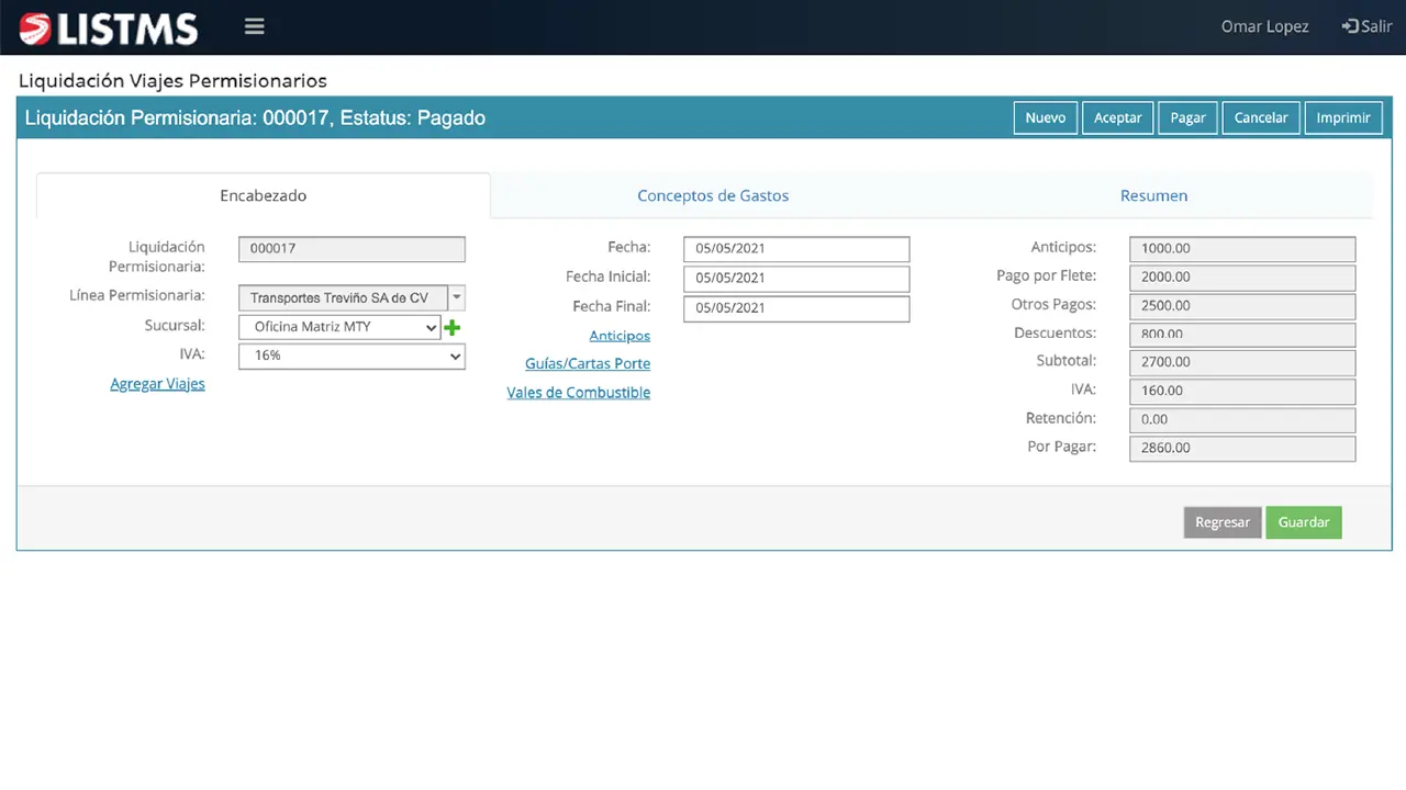 LISTMS Módulo Permisionarios